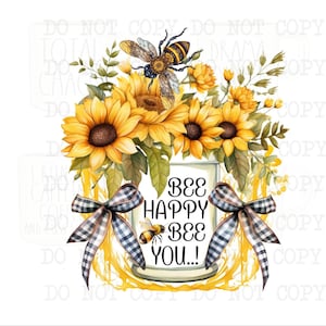 Sunflower Bee PNG: Spring Clipart, Inspirational Quote (Digital Download)
