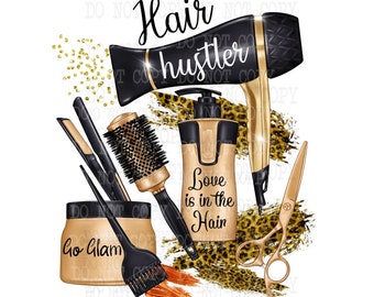 Hair Hustler PNG: Hair Stylist Sublimation Design (Digital Download)