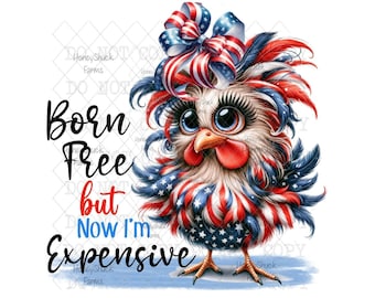 Funny Chicken PNG, 4th of July Clipart, Digital Download, Craft Supply