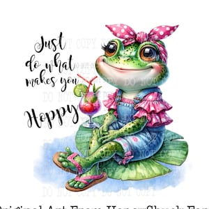 Frog Clipart, Be Hoppy PNG, Cute Frogs, Digital Download, Do What Makes You Happy, Sublimation Design, Funny Cocktails, Funny Frog PNG Image