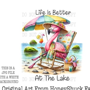 Lake Life Flamingo PNG: Summer Clipart (Digital Download)