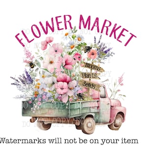 Spring Flower Market PNG: Truck Design (Digital Download)