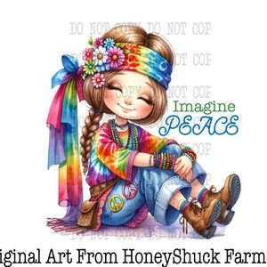 Hippie png, Hippie Girl png, Digital Download, Hippie Clipart, Free Spirit, Sublimation Designs, Cute Hippie Clipart, PNG Images, Printable