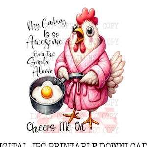 Funny Chicken png, Cooking Clipart, Cute Chicken Cook, Crazy Chicken Lady, Sublimation Designs, Funny Kitchen Sign, Kitchen png, Digital Art