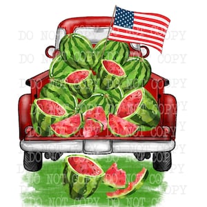 Watermelon Truck PNG: US Flag, Sublimation Graphics (Digital Download)