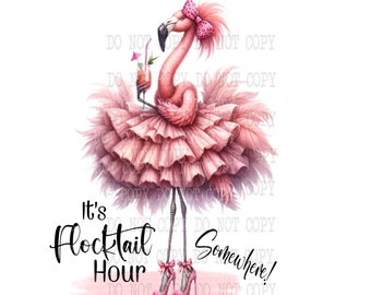 Flamingo Png, Cocktail Hour, Pink Flamingo Clipart, Digital Download, Flamingo Watercolor, Sublimation Flamingos png, Commercial Use Clipart