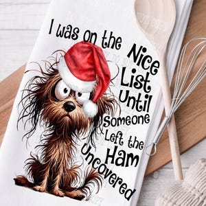 Christmas Towel png, Santa&#39;s List, Kitchen Hand Towel Apron Sublimation, Naughty or Nice, Png Graphic Designs Instant Download, Dish Towel