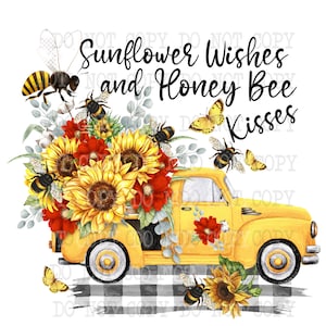 Sunflowers, Spring png, Sunflower Png, Sunflower and Bee, Truck, Digital Download, Sublimation Design, Sunflower png, Paper Craft, Printable