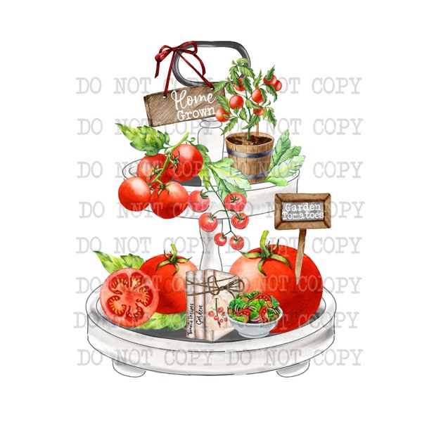 Tiered Tray png,  Digital Download, Summer Tiered Tray, Tomato Garden, Sublimation Designs Download, Garden Tumbler png, Waterslide Image