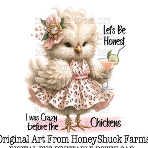 Verrückte Huhn Lady, lustige Huhn Clipart, digitaler Download, Girly Huhn Clipart, nur ein Mädchen, das Hühner liebt, Sublimation Design,