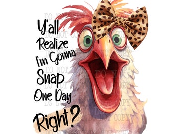 Crazy Chicken Lady PNG, Funny Chicken Clipart (Digital Download)