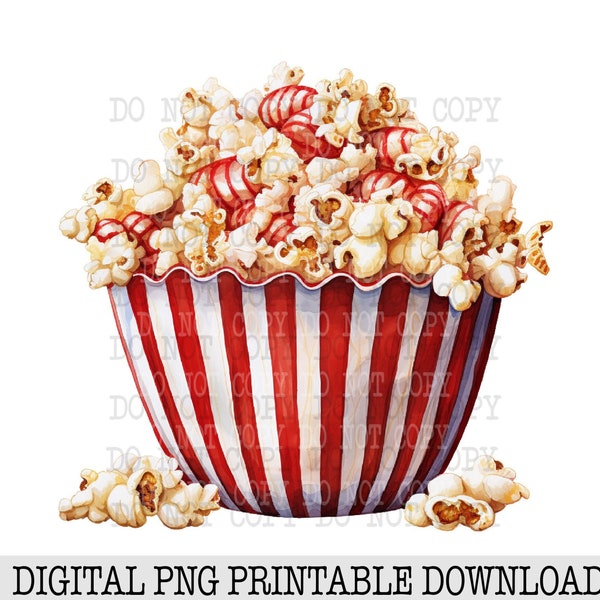 Popcorn png, Popcorn Clipart, Digital Download, Popcorn Bowl png, Movie Night, Sublimation Images, Cute Clipart,  Movie Clipart, Png Files