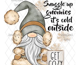 Winter Gnome Clipart: Snuggle Up Design (PNG Digital Download)