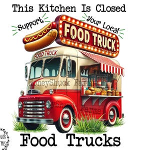 Food Truck, Food Cart, Whimsical Food Truck, Street Food, Retro Food Truck, Food Mobile, Vintage Style, Digital Download, Kitchen Towel png