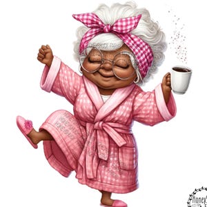 Grandma png, Funny Grandma, Black Grandma, Grandma Clipart, Black Girl Png, Digital Download, African American, Quirky Girl Clipart, WallArt