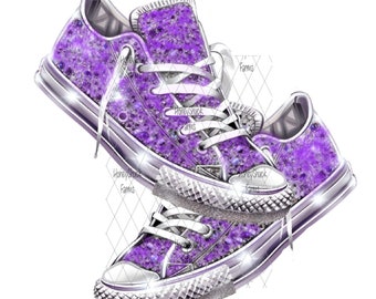 Glitter Sneakers Clipart: Fashion Girl PNG, Trendy Prints (Digital Download)