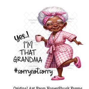 Nonna dalla pelle scura png, Nonna nera, Nonna afroamericana, Download digitale, Nonna divertente png, Disegni a sublimazione, Nonna divertente