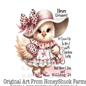 Crazy Chicken Lady, Funny Chicken Clipart, Digital Download, Girly Chicken Clipart, Leopard Chicken png, Sublimation png, Printable Artwork