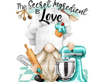 Chef Gnome Png, Baking, Digital Download, Cooking Gnome png, Sublimation Design, Gnome Cooking, Gnome Decal, Tumbler Design, Waterslide png