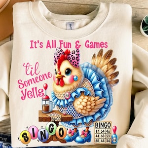 Bingo png, bingo drôle, fou de bingo-test, clipart de bingo-test, poulet drôle, dame drôle de poulet, téléchargement numérique, dame folle de poulet, sublimation png