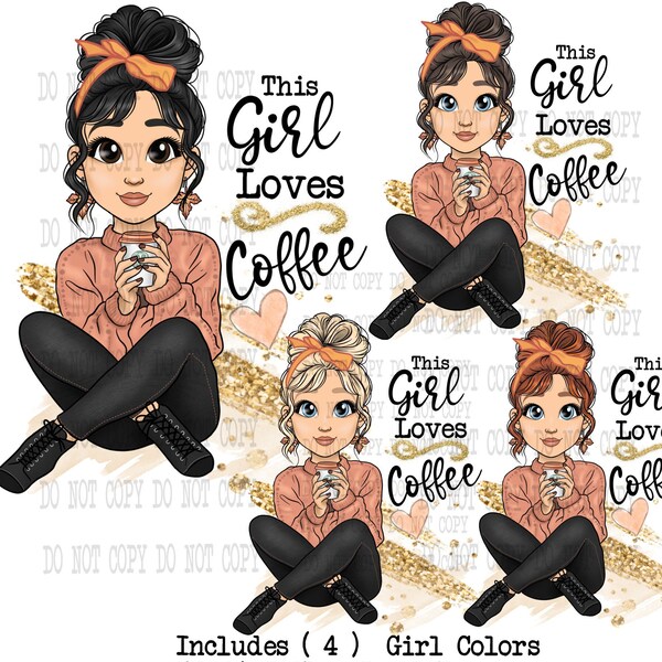 Coffee Girl PNG, Digital Download, Coffee Stickers png, Fashion Girl, Fashion Dolls, Coffee Girl Clipart, Printable Planner Sticker,