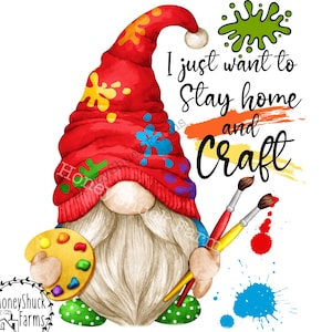 Crafter, Gnome Crafter PNG, Digital Download, Artist Posters, Designs Download, Artist, Digital Crafting, Printable Art, Kitchen Hand Towel