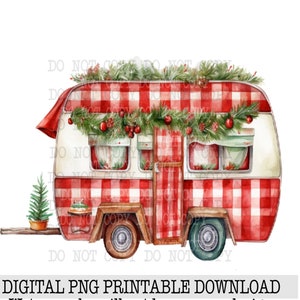 Christmas Camper PNG: Holiday Caravan Clipart (Digital Download)