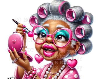 Funny Black Grandma Clipart: African American PNG (Digital Download)