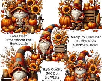 Fall Gnomes Clipart Png, Fall Clipart Png, Autumn Gnome Clipart, Pumpkin Spice Gnomes, Digital Download, Junk Journal, Paper Craft, Fantasy