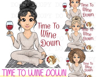 Wine Girls PNG, Planner Printable, Digital Download, Planner Girl png, Digital Planners, Planner Clipart, Sublimation Designs, Planner PNG