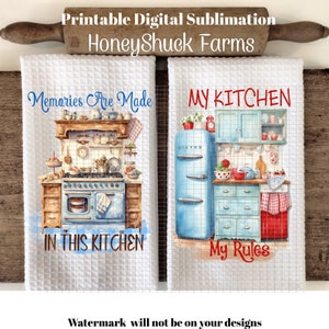 Handtuch png, Vintage Küchentuch digitaler Download, Sublimationstuch png, Erinnerungen machen, Küchentuch Design, Geschirrtuch, Retro Küche