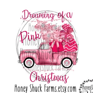 Pink Truck Christmas Tree Sublimation Digital Download, Pink Christmas png, Truck with Tree, Digital Graphics Clipart, Christmas Sublimation
