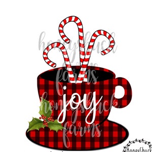 Christmas Cocoa PNG: Buffalo Plaid Coffee Cup Sublimation (Digital Download)