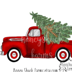 Red Truck Christmas Tree Sublimation Design (Digital Download)