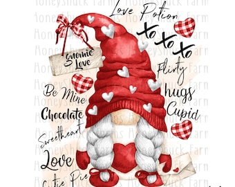 Valentine Gnome Clipart, Watercolor Love Potion PNG (Digital Download)