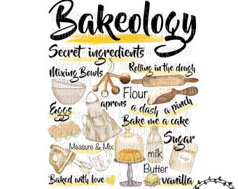 Bakeology Baking Clipart, Bakery Sign PNG (Digital Download)
