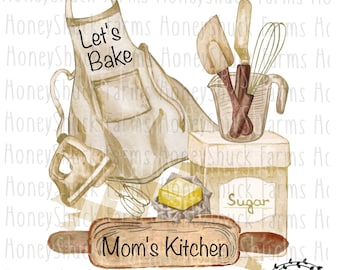 Baking Digital Download, Mom Baker Sign, Bakery Sign, Instant Download, Sublimation Graphics, Bakers Shirt PNG File, Printable Artwork