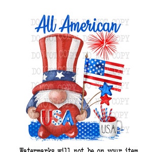 Patriotic Gnomes PNG: All American USA Design (Digital Download)