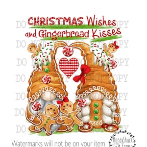 Gingerbread Gnomes Christmas Clipart: Printable Wall Art (PNG Digital Download)