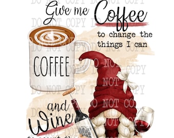 Coffee Gnome PNG: Sublimation Design (Digital Download)