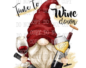 Wine Gnome PNG: Funny Wine Clipart, Sublimation Design (Digital Download)