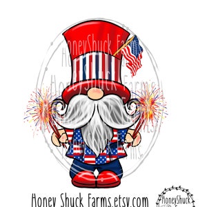 Patriotic Gnome Clip Art: July 4th PNG Digital Download
