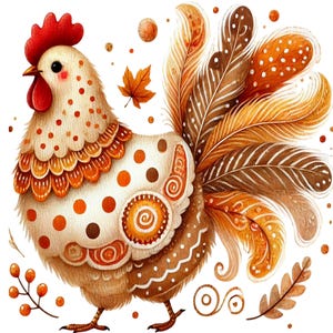 Fall Chicken png, 4 Fall Polka Dot Chick, Cute Chicken Clipart, Junk Journaling, Scrapbooking, Card Making, Paper Craft, High Resolution PNG