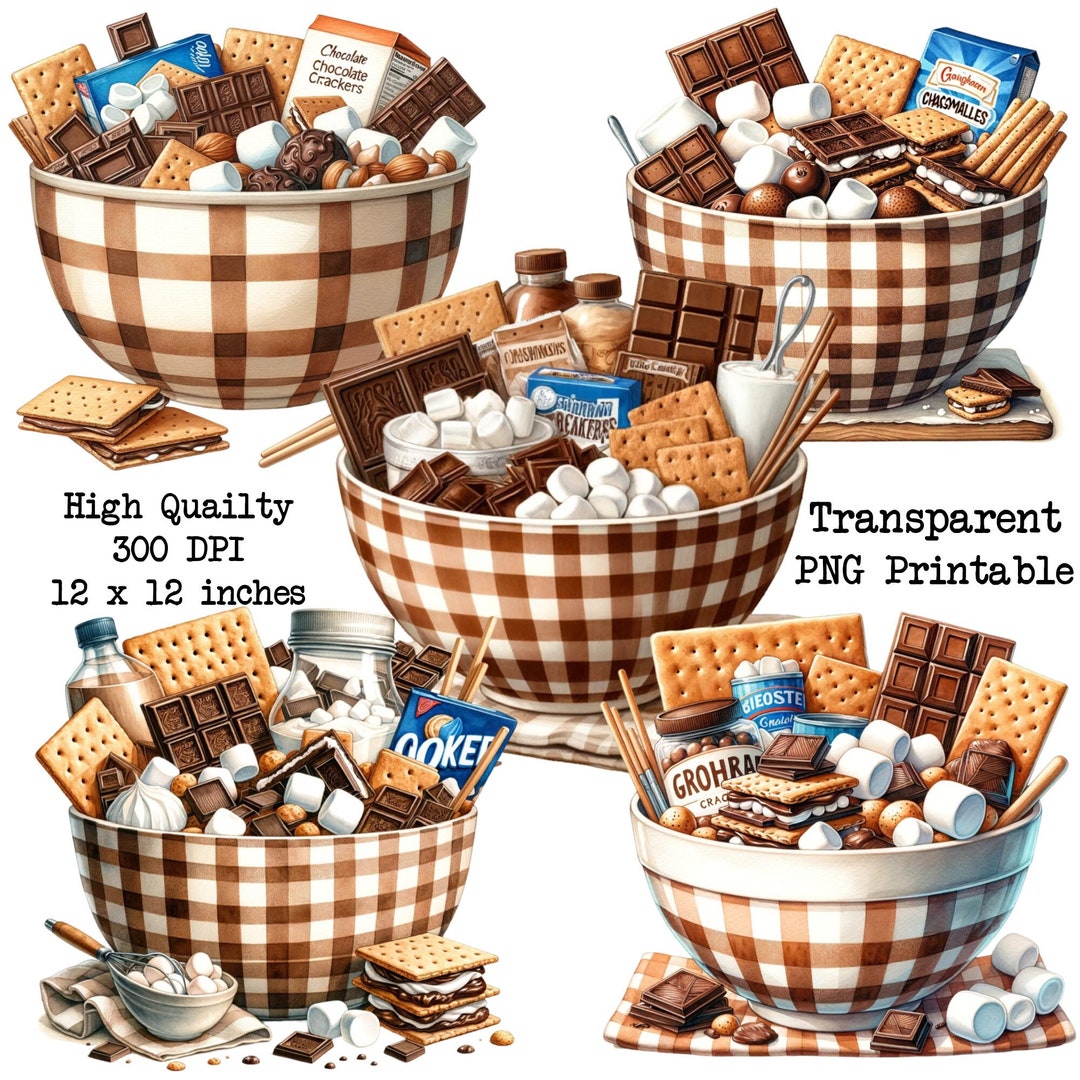 S'mores Clipart: Watercolor S'mores Bar PNG Designs (digital Download ...