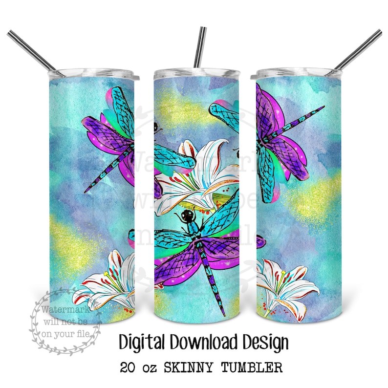Dragonfly Tumbler PNG Digital Download 20oz Tumbler Wrap - Etsy