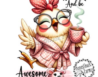Funny Coffee Chicken Clipart Png  Printable Clipart, Clipart Png, Digital Download, Clipart Digital JPG, Digital Craft, Printable Watercolor