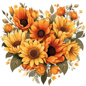 Sunflowers, Sunflowers Heart, Sunflower Decor, High Resolution PNG, Digital Download, Junk Journaling, Scrapbooking, Card Making, Whimsy