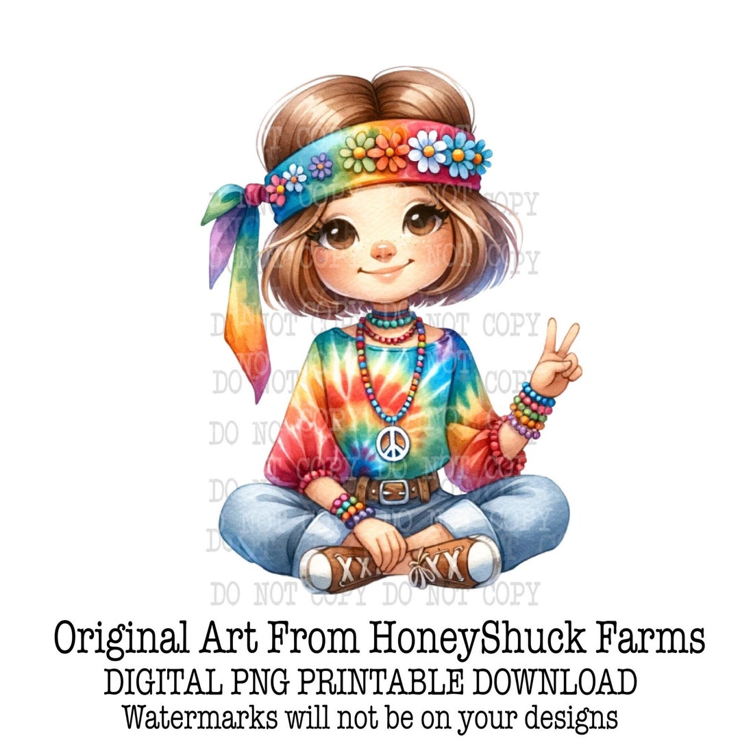 Hippie Png, Hippie Girl Png, Digital Download, Hippie Clipart, Free ...