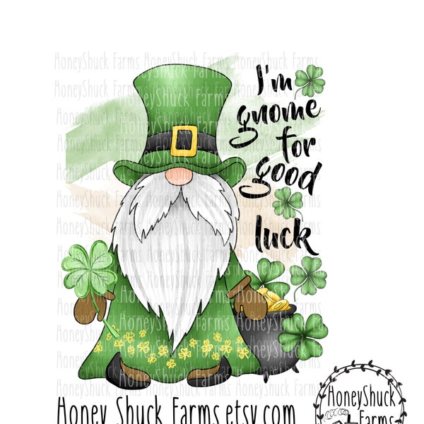 Saint Patricks Day PNG, St Patricks Gnome Sublimation Designs Download, Digital Download, Lucky Charm, Wreath Design, Printable Gnome Art