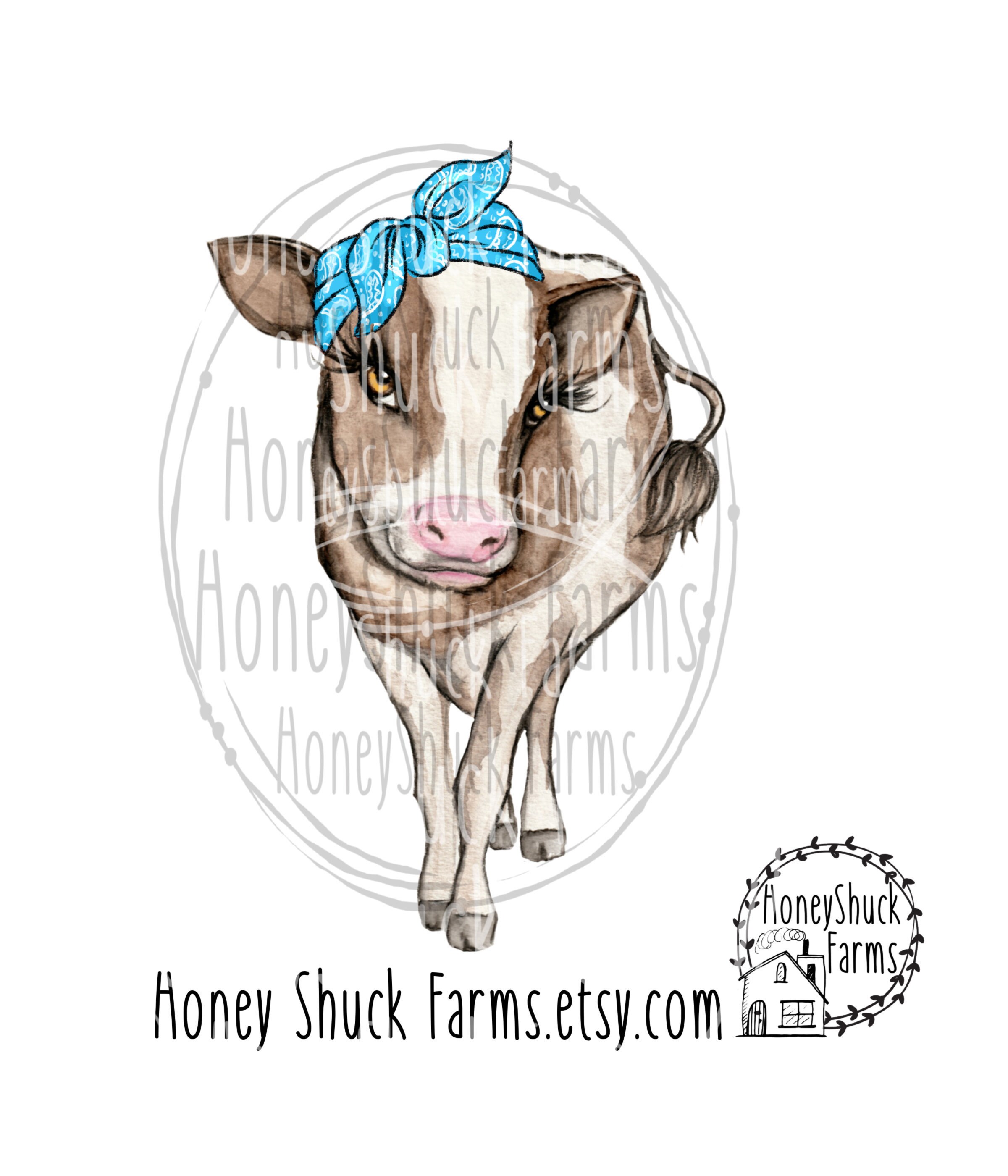 cow wearing bandana shirt